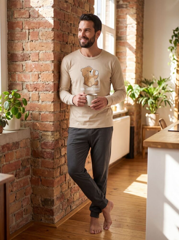 Σετ πιτζάμας Coffee first - ΜΠΕΖ